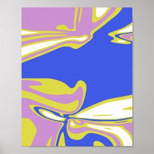 Gebogen vloeiende lijnen in een gelaagd abstract p poster