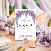 Gebogen Wisteria Branch Bloemen Huwelijk RSVP Kaar