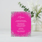 Gebogen Zilveren Glitter Heet Roze Menu (Staand voorkant)