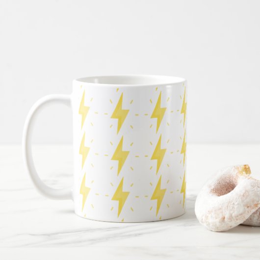 Gebold Geel Bliksemschichtpatroon Koffiemok (Met donut)