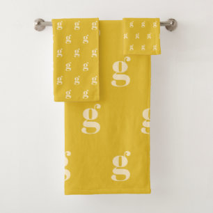 Gebold Geel Monogram Initiaal Patroon Aangepaste C Bad Handdoek