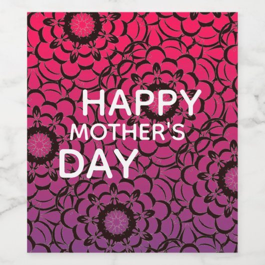  gebold Happy Moederdag Modern Wijn Etiket (Enkel label)