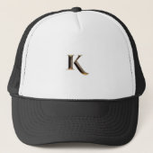 Geboldere "K" Letter Monogram - Zwarte & Witte Cap Trucker Pet (Voorkant)