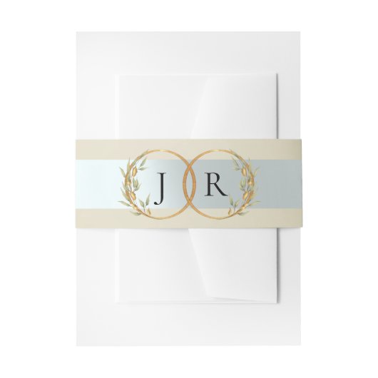 Gebonden Blad Monogram - Tarwe Uitnodigingen Wikkel (Voorkant Voorbeeld)