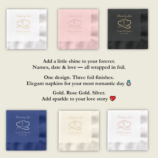 Gebonden door liefde, bruiloft folie servetten