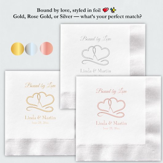 Gebonden door liefde, bruiloft folie servetten