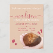 Geboorte aankondiging baby meisje schattig dier Br Briefkaart (Voorkant)