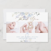 Geboorte aankondiging + douche dank u blauwe zoete (Voorkant)