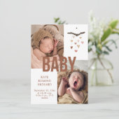 Geboorte aankondiging foto Baby shower dank u (Staand voorkant)