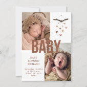 Geboorte aankondiging foto Baby shower dank u (Voorkant)