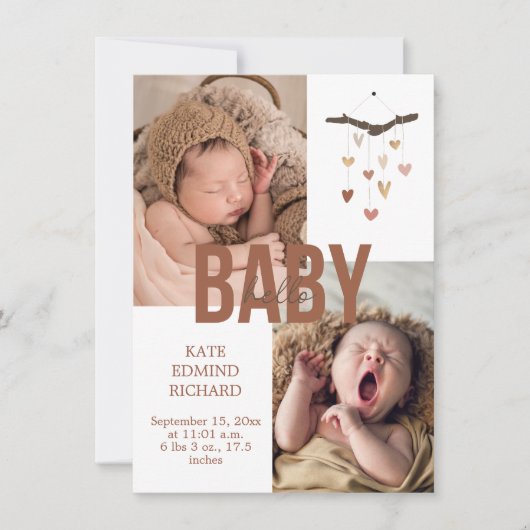 Geboorte aankondiging foto Baby shower dank u (Voorkant)