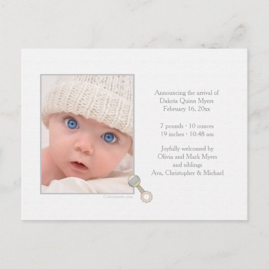 Geboorte aankondiging foto Briefkaart (Voorkant)