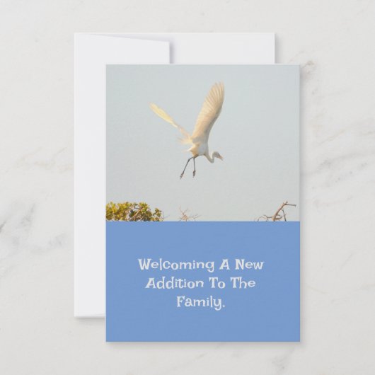 Geboorte aankondiging met Flying Stork. (Voorkant)