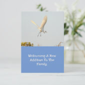 Geboorte aankondiging met Flying Stork. (Staand voorkant)