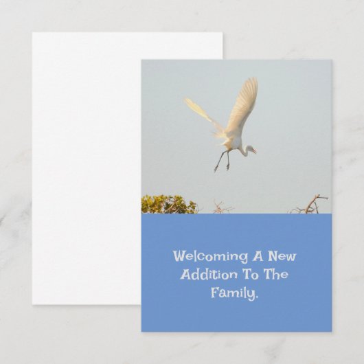 Geboorte aankondiging met Flying Stork. (Voorkant / Achterkant)