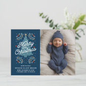 Geboorte Aankondiging Onze Vrolijke Kleine Kerstmi (Staand voorkant)