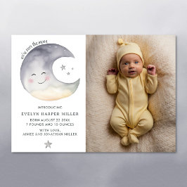 Geboorte aankondiging over de Maan Waterverf Kaart