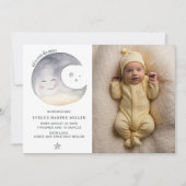 Geboorte aankondiging over de Maan Waterverf Kaart (Voorkant)