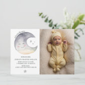 Geboorte aankondiging over de Maan Waterverf Kaart (Staand voorkant)