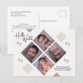 Geboorte aankondiging Pasgeborene eenvoudig met fo Briefkaart (Voorkant / Achterkant)