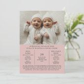 Geboorte Aankondiging Preemie Twins NICU Roze Kaar (Staand voorkant)