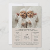 Geboorte Aankondiging Preemie Twins NICU Taupe Kaa (Voorkant)
