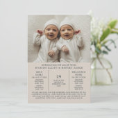 Geboorte Aankondiging Preemie Twins NICU Taupe Kaa (Staand voorkant)