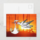 Geboorte Aankondiging Stork & Baby DIY Briefkaart (Voorkant / Achterkant)