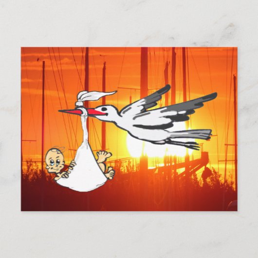 Geboorte Aankondiging Stork & Baby DIY Briefkaart (Voorkant)