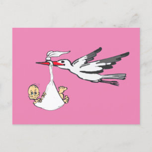 Geboorte Aankondiging Stork & Baby Meisje Briefkaa Briefkaart