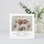 Geboorte Aankondiging Tweeling Minimalistische Vie (Staand voorkant)