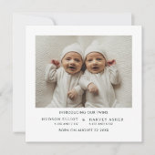 Geboorte Aankondiging Tweeling Minimalistische Vie (Voorkant)