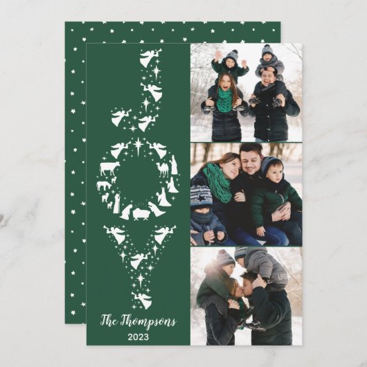 Geboorte Afbeelding Kerst Kaarten, JOY Christelijk Feestdagenkaart (Voorkant / Achterkant)