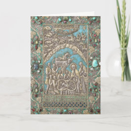 Geboorte Antiek Zilver Turquoise Pareltjes Feestdagen Kaart