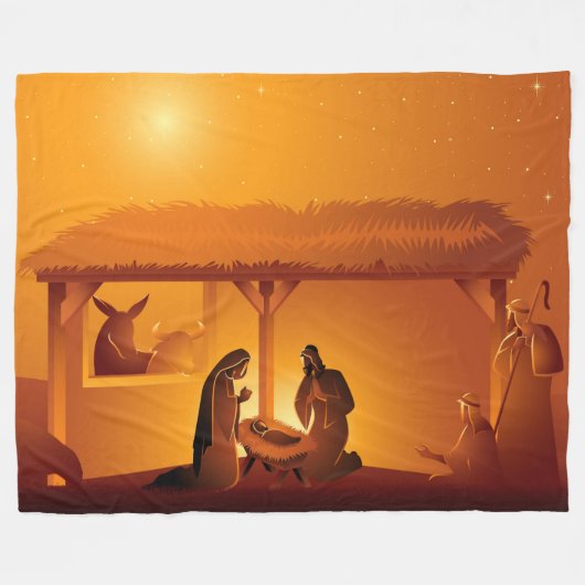 Geboorte Baby Jesus Mary Joseph Christmas Fleece Deken (Voorkant (Horizontaal))
