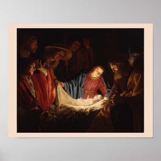 Geboorte Baby Jesus & Mary Verlichte Kunst Poster (Voorkant)