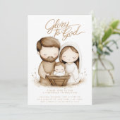 Geboorte Baby Jezus Hulde aan God Kerst Kaart (Staand voorkant)