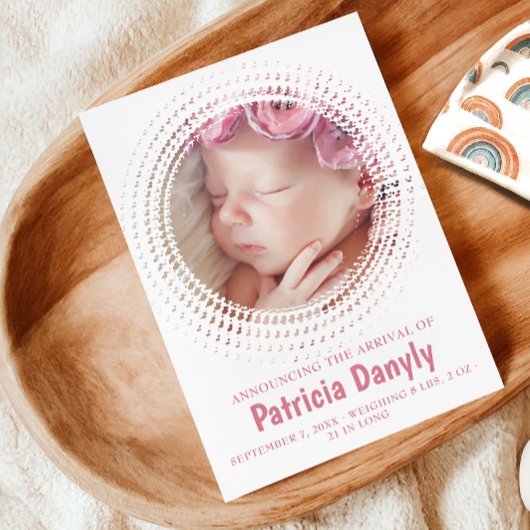 Geboorte Baby Meisje Fotocollage Eenvoudig Minimal Aankondiging