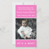 geboorte baby, voeg je foto roze toe aankondiging (Voorkant)