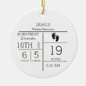 Geboorte bekendmaking Aangepaste pasgeboren Baby G Keramisch Ornament (Voorkant)
