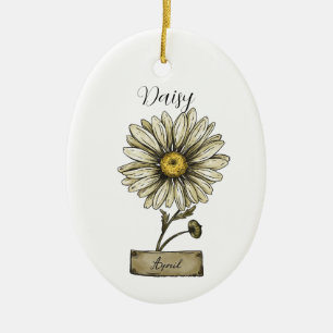 Geboorte Bloem APRIL Verjaardag Daisy Keramisch Ornament