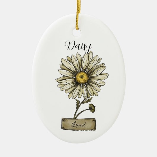 Geboorte Bloem APRIL Verjaardag Daisy Keramisch Ornament (Voorkant)