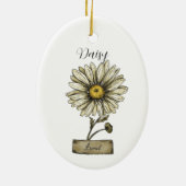 Geboorte Bloem APRIL Verjaardag Daisy Keramisch Ornament (Achterkant)