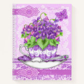 Geboorte Bloem en Gem Februari Kant Groot Notitieboek (Voorkant)