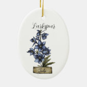 Geboorte Bloem JULI Verjaardag Larkspur Keramisch Ornament (Achterkant)