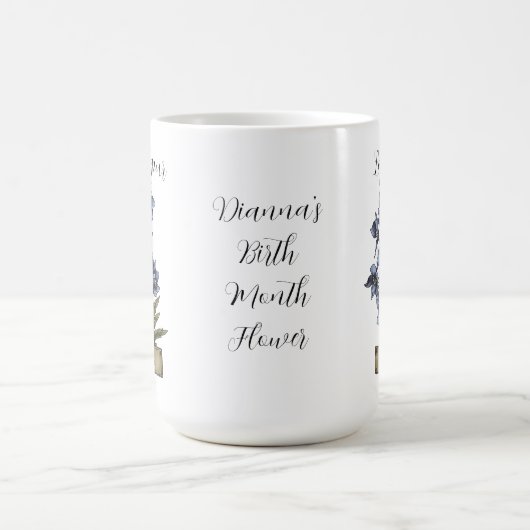 Geboorte Bloem JULI Verjaardag Larkspur Koffiemok (Center)