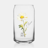 Geboorte Bloem Maand April Daisy Naam Blikvorm Glas (Voorkant)