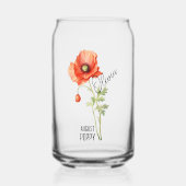 Geboorte Bloem Maand Augustus Poppy Naam Canvas ta Blikvorm Glas (Voorkant)