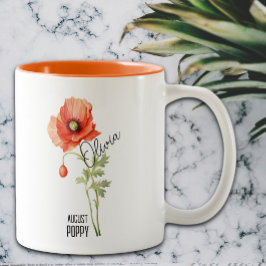 Geboorte Bloem Maand Augustus Poppy Naam Tweekleurige Koffiemok
