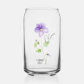 Geboorte Bloem Maand Februari Violet Naam Blikvorm Glas (Voorkant)